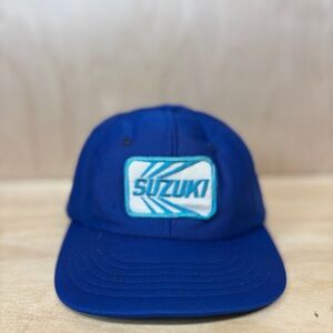 Vintage Men's Blue Suzuki Logo Patch Baseball Cap